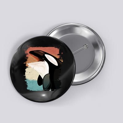 Distressed Retro Colors Orca Killer Whale Button
