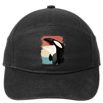 Distressed Retro Colors Orca Killer Whale 7-Panel Snapback Hat