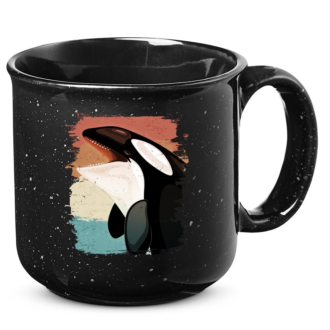 Distressed Retro Colors Orca Killer Whale 15oz Campfire Ceramic Mug