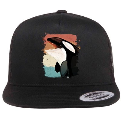 Distressed Retro Colors Orca Killer Whale Flatbill Hat