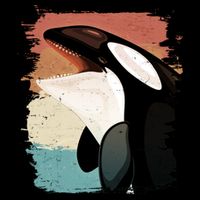 Distressed Retro Colors Orca Killer Whale 16 in Basic Backpack