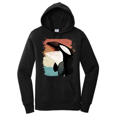Distressed Retro Colors Orca Killer Whale Women's Pullover Hoodie