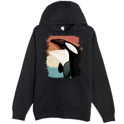 Distressed Retro Colors Orca Killer Whale Premium Pullover Hoodie