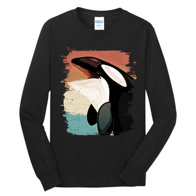 Distressed Retro Colors Orca Killer Whale Tall Long Sleeve T-Shirt