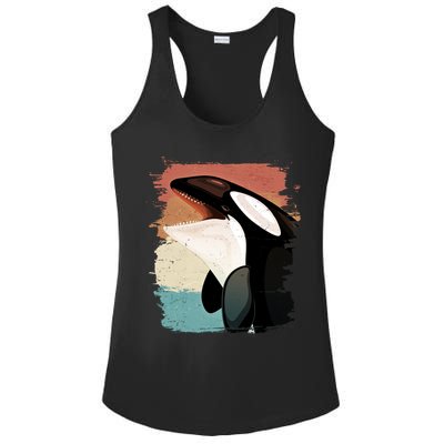 Distressed Retro Colors Orca Killer Whale Ladies PosiCharge Competitor Racerback Tank