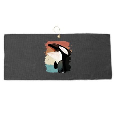 Distressed Retro Colors Orca Killer Whale Large Microfiber Waffle Golf Towel