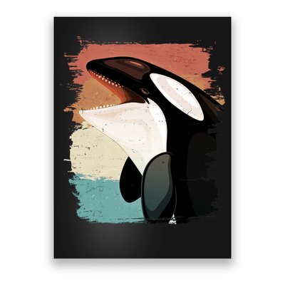 Distressed Retro Colors Orca Killer Whale Poster