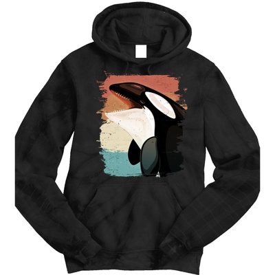 Distressed Retro Colors Orca Killer Whale Tie Dye Hoodie