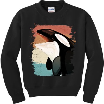 Distressed Retro Colors Orca Killer Whale Kids Sweatshirt