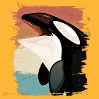 Distressed Retro Colors Orca Killer Whale Performance Shirt