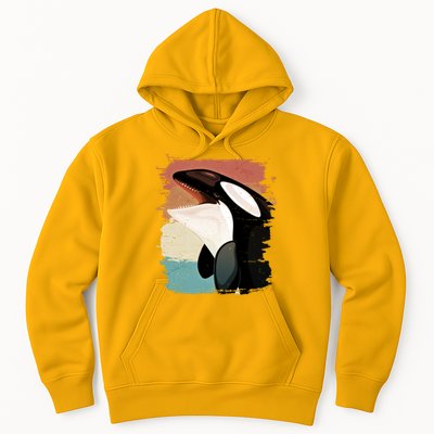 Distressed Retro Colors Orca Killer Whale Hoodie