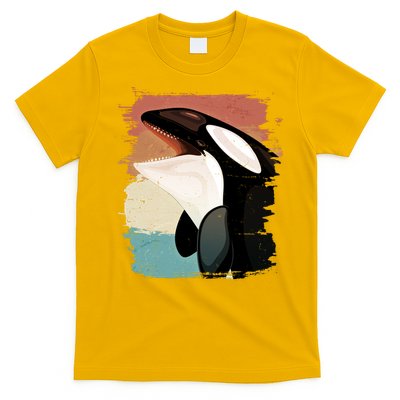 Distressed Retro Colors Orca Killer Whale T-Shirt