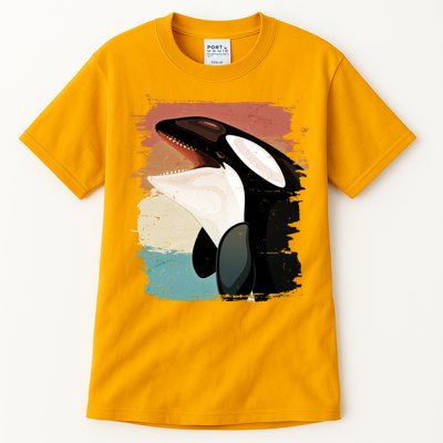 Distressed Retro Colors Orca Killer Whale Tall T-Shirt