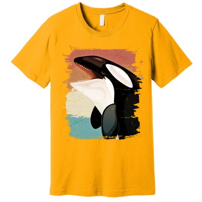 Distressed Retro Colors Orca Killer Whale Premium T-Shirt