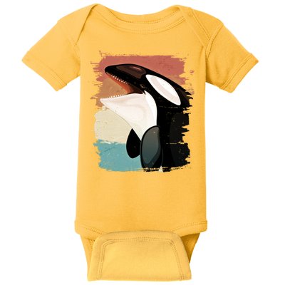Distressed Retro Colors Orca Killer Whale Baby Bodysuit