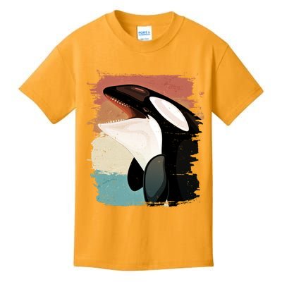 Distressed Retro Colors Orca Killer Whale Kids T-Shirt