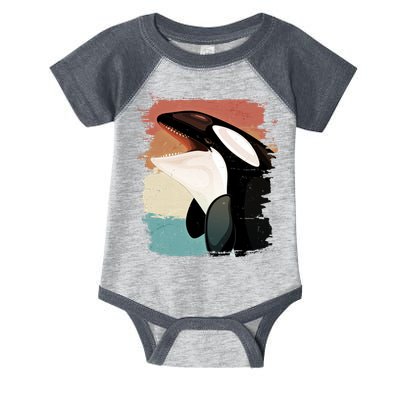 Distressed Retro Colors Orca Killer Whale Infant Baby Jersey Bodysuit