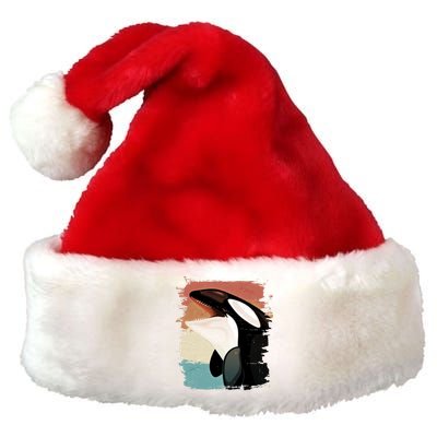 Distressed Retro Colors Orca Killer Whale Premium Christmas Santa Hat