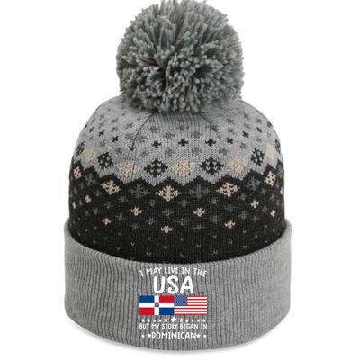 Dominican Roots Cute Gift Half American Flag Dominicaflag Tee Gift The Baniff Cuffed Pom Beanie