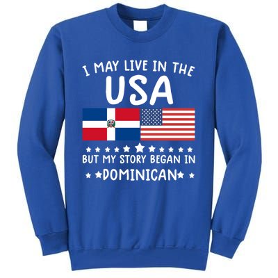 Dominican Roots Cute Gift Half American Flag Dominicaflag Tee Gift Tall Sweatshirt