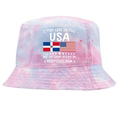 Dominican Roots Cute Gift Half American Flag Dominicaflag Tee Gift Tie-Dyed Bucket Hat