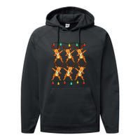 Dabbing Reindeer Christmas Lights Funny Performance Fleece Hoodie