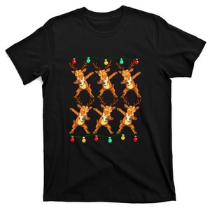 Dabbing Reindeer Christmas Lights Funny T-Shirt