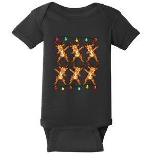 Dabbing Reindeer Christmas Lights Funny Baby Bodysuit