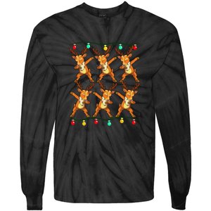 Dabbing Reindeer Christmas Lights Funny Tie-Dye Long Sleeve Shirt