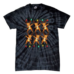 Dabbing Reindeer Christmas Lights Funny Tie-Dye T-Shirt