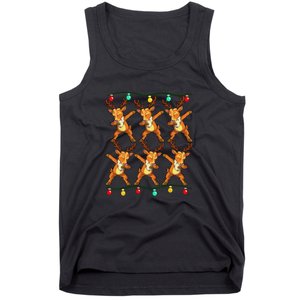 Dabbing Reindeer Christmas Lights Funny Tank Top