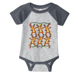 Dabbing Reindeer Christmas Lights Funny Infant Baby Jersey Bodysuit