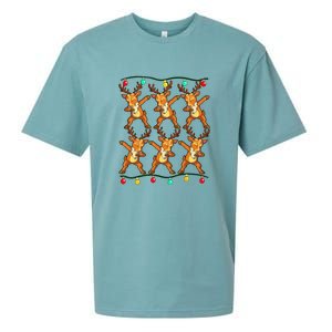 Dabbing Reindeer Christmas Lights Funny Sueded Cloud Jersey T-Shirt