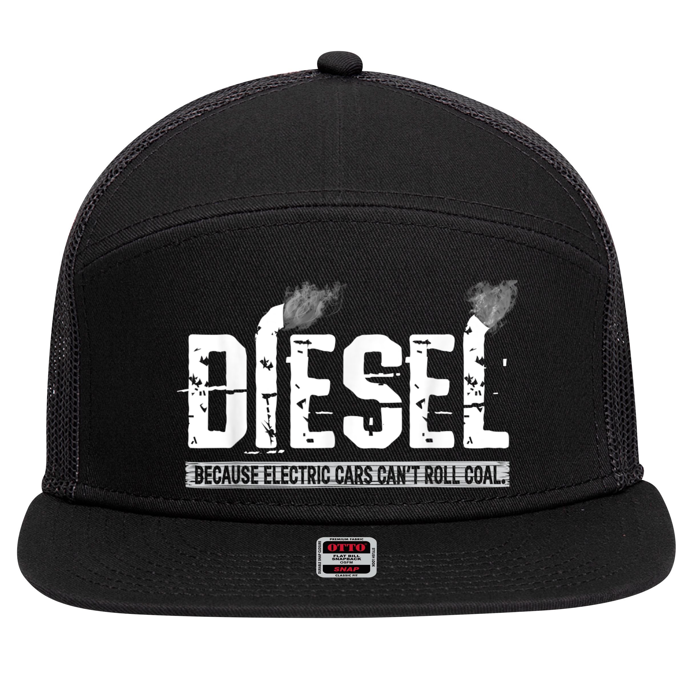 Diesel Rolling Coal Funny Gift 7 Panel Mesh Trucker Snapback Hat