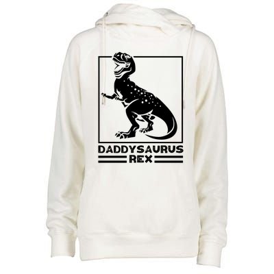 Daddysaurus Rex Cute Gift Great Gift Funny Dad Gift For Fathers Day Womens Funnel Neck Pullover Hood