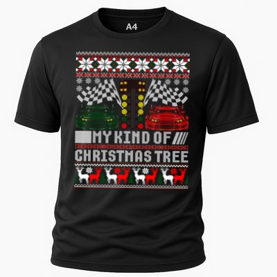 Drag Racing Christmas Tree Race Car Ugly Gift Cooling Performance Crew T-Shirt