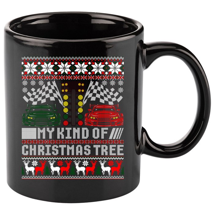 Drag Racing Christmas Tree Race Car Ugly Gift 11oz C Handle Ceramic Mug