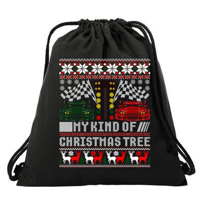 Drag Racing Christmas Tree Race Car Ugly Gift Drawstring Bag