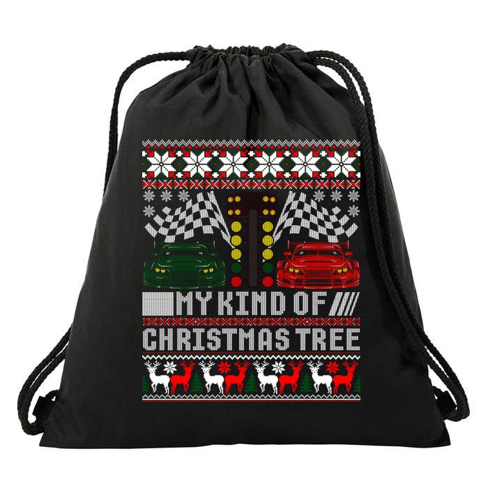 Drag Racing Christmas Tree Race Car Ugly Gift Drawstring Bag