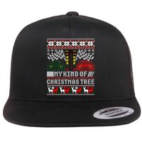 Drag Racing Christmas Tree Race Car Ugly Gift Flat Bill Trucker Hat