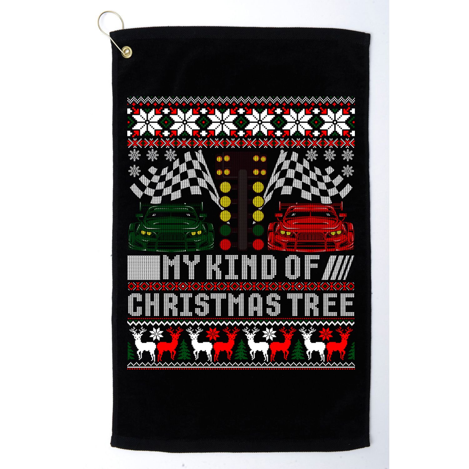 Drag Racing Christmas Tree Race Car Ugly Gift Golf Towel