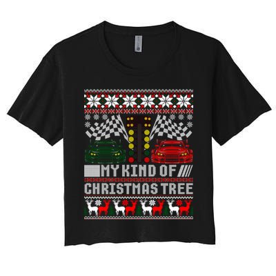 Drag Racing Christmas Tree Race Car Ugly Gift Women's Crop Top Tee