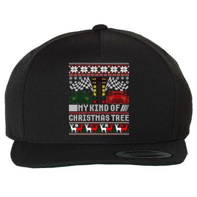Drag Racing Christmas Tree Race Car Ugly Gift Wool Snapback Cap