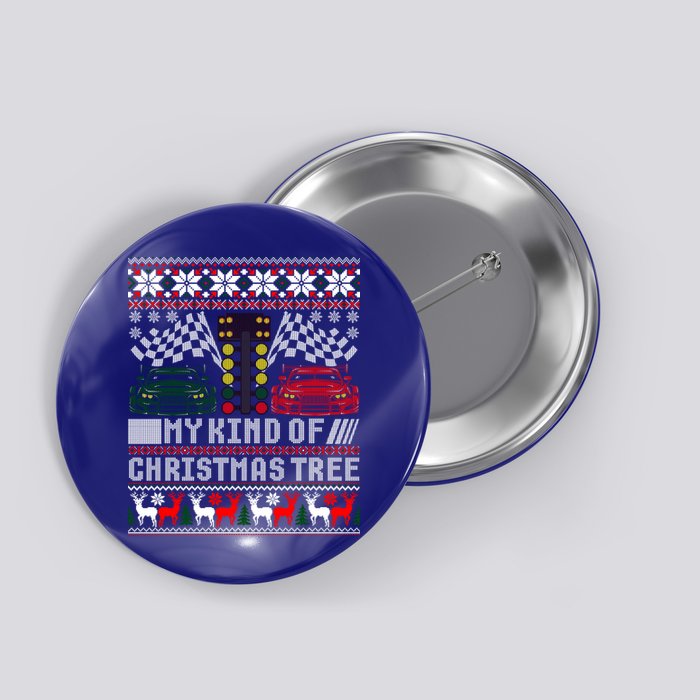 Drag Racing Christmas Tree Race Car Ugly Gift Button