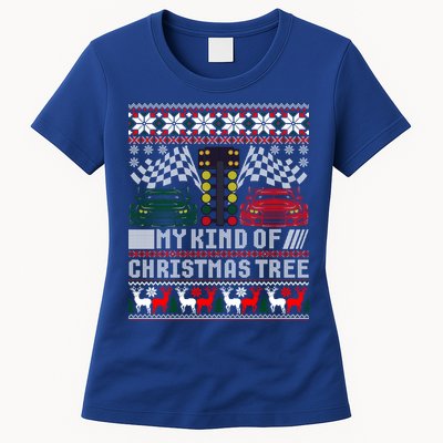Drag Racing Christmas Tree Race Car Ugly Gift Womens T-Shirt