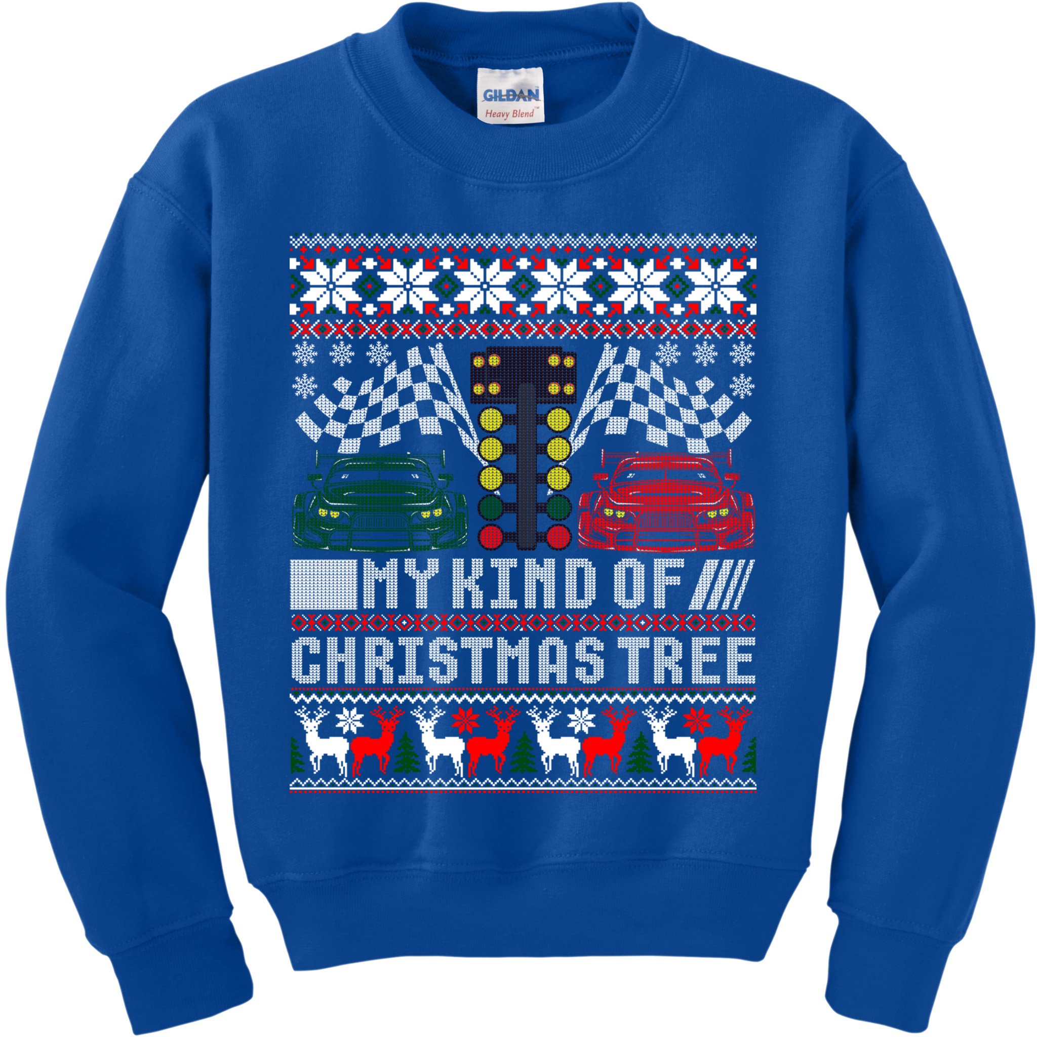 Drag Racing Christmas Tree Race Car Ugly Gift Kids Sweatshirt