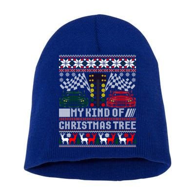 Drag Racing Christmas Tree Race Car Ugly Gift Short Acrylic Beanie