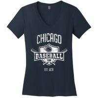 Distressed Retro Cub Look Fan Gift Party Tailgate Women's V-Neck T-Shirt