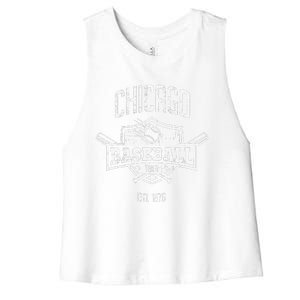 Distressed Retro Cub Look Fan Gift Party Tailgate Women's Racerback Cropped Tank