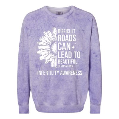 Difficult Roads Can Lead To Beautiful Destinations Infertility Awareness Colorblast Crewneck Sweatshirt